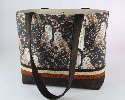 Owl Shoulder Bag Autumn handbag Bird Feathers purse Fall Leaves tote