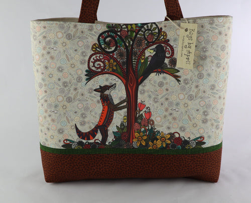 Boho Fox Shoulder Bag Purse with Crow and Fall Flowers tote bag
