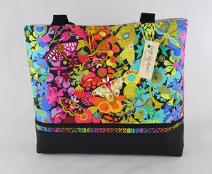 Butterfly Moth Shoulder Bag Purse Magical Garden handbag Bohemian Boho Style fabric Small Tote