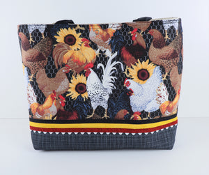 Roosters and Sunflowers Shoulder Bag
