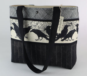 Poe Raven Shoulder Bag Nevermore purse Halloween tote Spider Web handbag