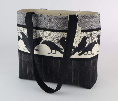Poe Raven Shoulder Bag Nevermore purse Halloween tote Spider Web handbag
