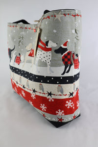 Holiday Dogs Shoulder Bag Christmas Gift purse Snowflake tote Winter handbag