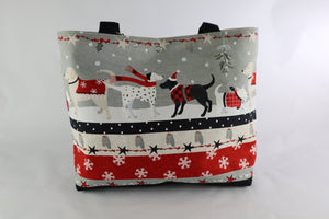 Holiday Dogs Shoulder Bag Christmas Gift purse Snowflake tote Winter handbag