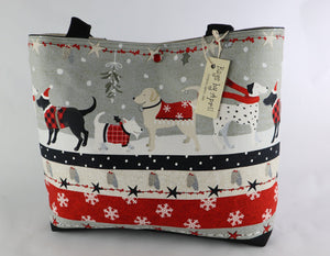 Holiday Dogs Shoulder Bag Christmas Gift purse Snowflake tote Winter handbag