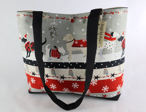 Holiday Dogs Shoulder Bag Christmas Gift purse Snowflake tote Winter handbag