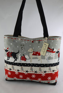 Holiday Dogs Shoulder Bag Christmas Gift purse Snowflake tote Winter handbag