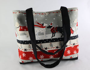 Holiday Dogs Shoulder Bag Christmas Gift purse Snowflake tote Winter handbag