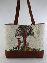 Load image into Gallery viewer, Boho Fox Shoulder Bag Purse with Crow and Fall Flowers tote bag