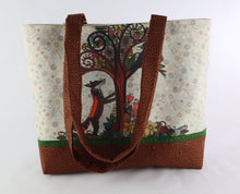 Load image into Gallery viewer, Boho Fox Shoulder Bag Purse with Crow and Fall Flowers tote bag