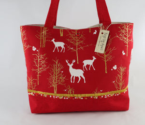 Winter Holiday Shoulder Bag Deer purse Woodland Animals tote Christmas handbag