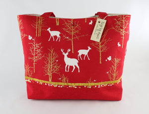 Winter Holiday Shoulder Bag Deer purse Woodland Animals tote Christmas handbag