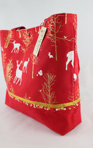 Winter Holiday Shoulder Bag Deer purse Woodland Animals tote Christmas handbag