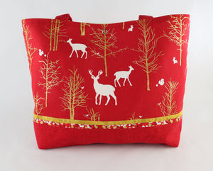 Winter Holiday Shoulder Bag Deer purse Woodland Animals tote Christmas handbag