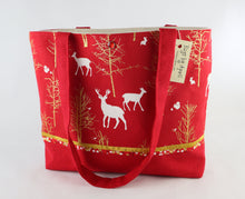 Load image into Gallery viewer, Winter Holiday Shoulder Bag Deer purse Woodland Animals tote Christmas handbag