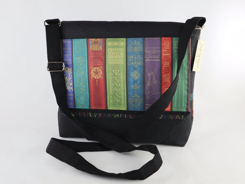 Vintage Library Books Messenger Style Bag Librarian Book Shelf Crossbody purse tote