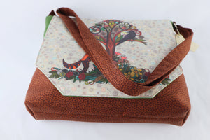 Fox and Crow Messenger Style Bag Forest Tree Crossbody Fall Garden Flowers purse tote