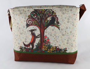 Fox and Crow Messenger Style Bag Forest Tree Crossbody Fall Garden Flowers purse tote