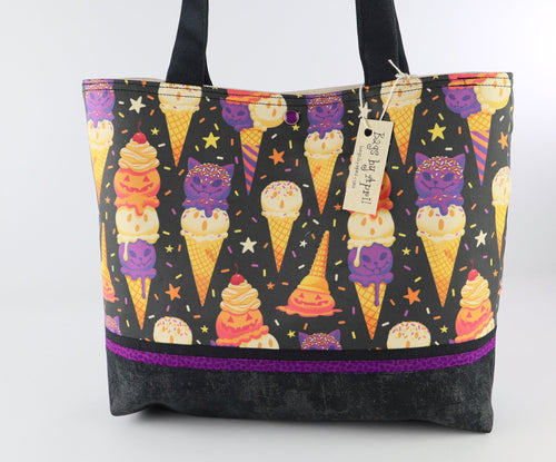 Spooky Ice Cream Shoulder Bag Purse Halloween Treats Handbag tote Bags by April