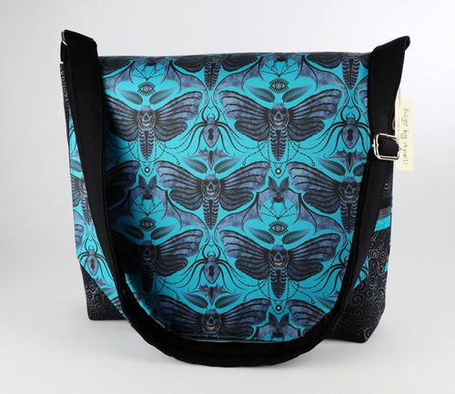 Gothic Death Head Moth Messenger Bag Spooky Goth Bats