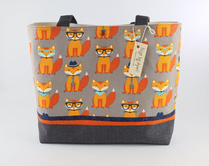 Fox Fabric Shoulder Bag Purse Quirky Novelty Handbag Tote