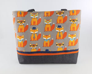 Fox Fabric Shoulder Bag Purse Quirky Novelty Handbag Tote